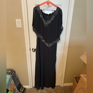 J Kara Blue Maxi Dress with Silver Embellishments